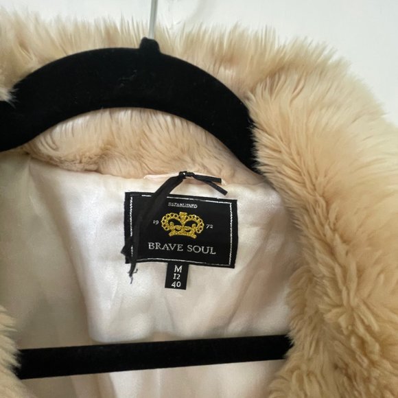 Cream faux fur coat by Brave Soul size M - Picture 4 of 8